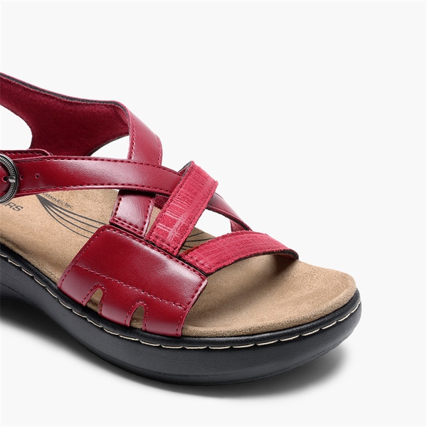 Open Toe Arch Support Wedge Sandals - RED - 4