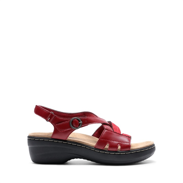 Open Toe Arch Support Wedge Sandals - RED - 1