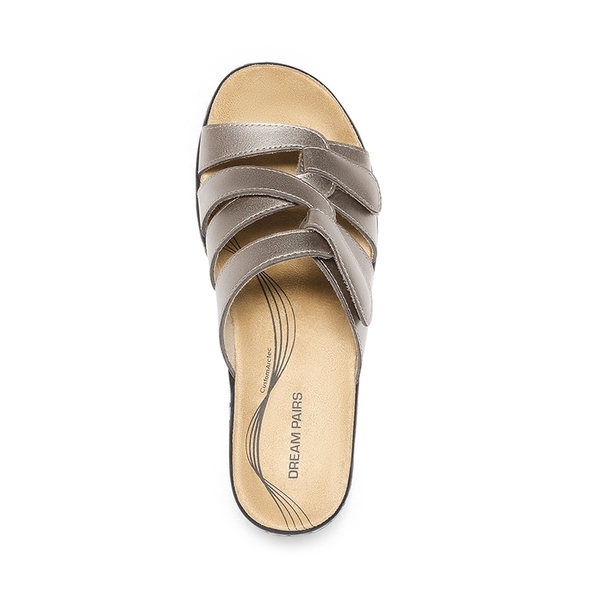 Comfort Arch Support Wedge Slide Sandals - PEWTER - 1
