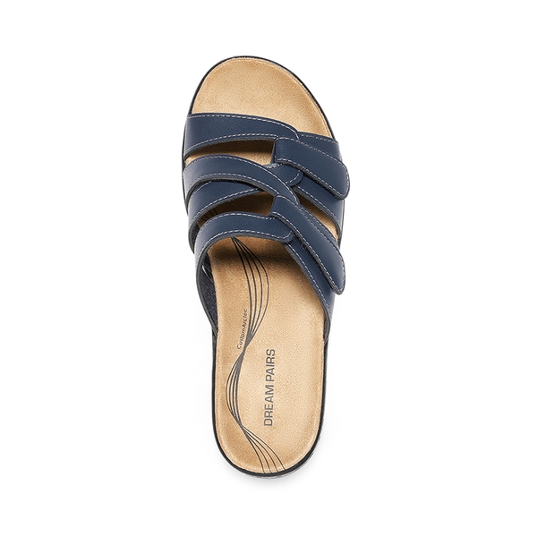 Comfort Arch Support Wedge Slide Sandals - NAVY - 1