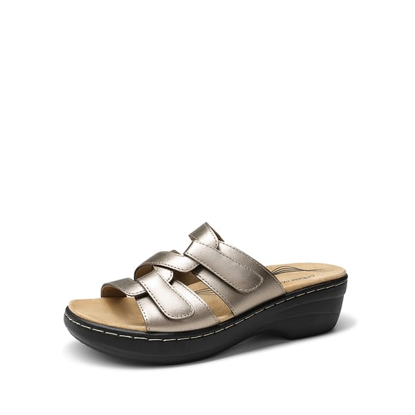 Comfort Arch Support Wedge Slide Sandals - PEWTER -  0