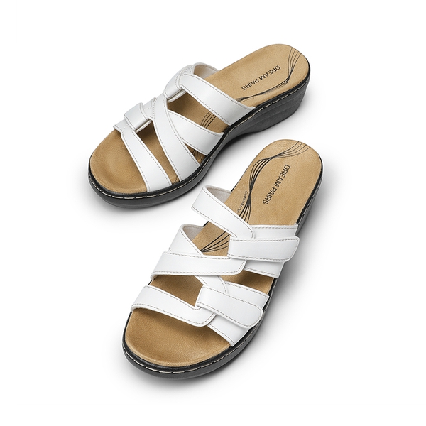 Comfort Arch Support Wedge Slide Sandals - WHITE - 6