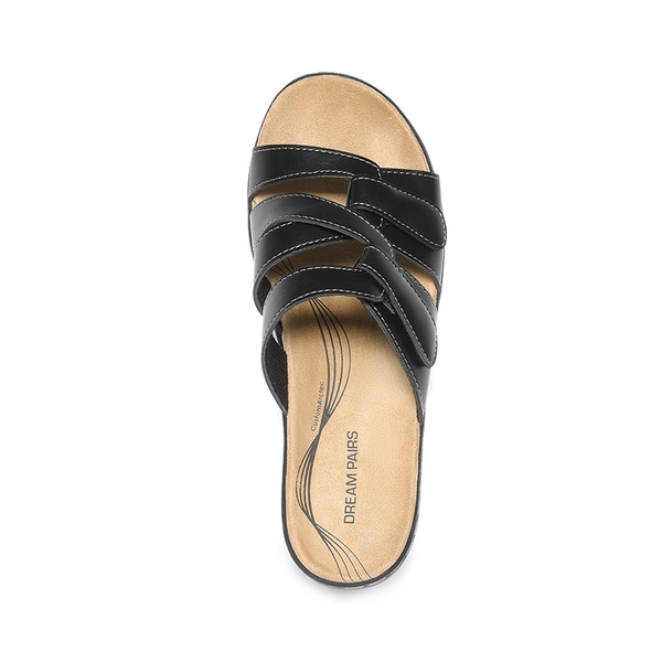 Comfort Arch Support Wedge Slide Sandals - BLACK - 1