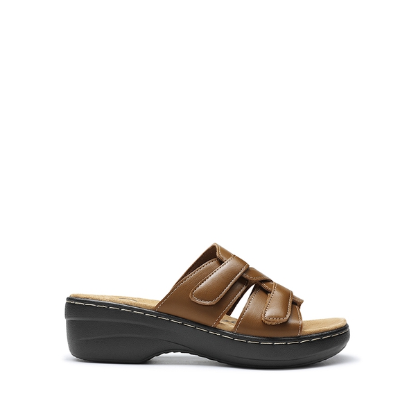 Comfort Arch Support Wedge Slide Sandals - BROWN - 5