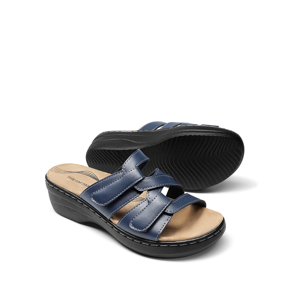 Comfort Arch Support Wedge Slide Sandals - NAVY - 2