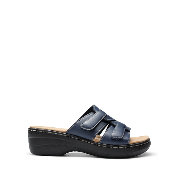 Comfort Arch Support Wedge Slide Sandals - NAVY - 5