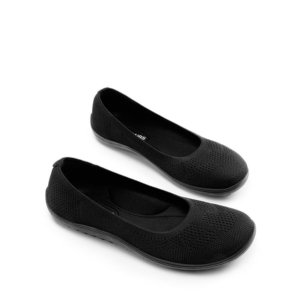 Round Toe Slip-On Knit Flats - BLACK - 5