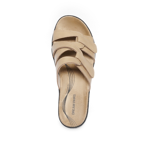 Comfort Arch Support Wedge Slide Sandals - NUDE - 1
