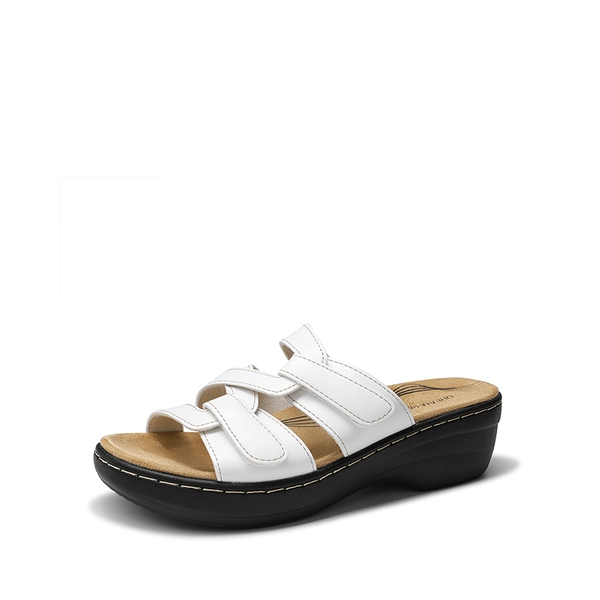 Comfort Arch Support Wedge Slide Sandals - WHITE -  0