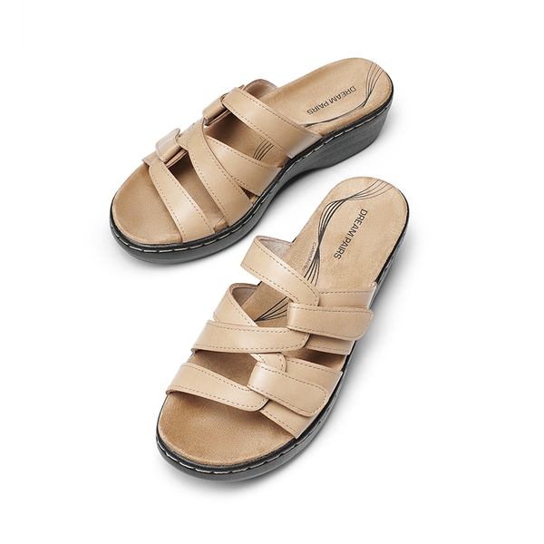 Comfort Arch Support Wedge Slide Sandals - NUDE - 6