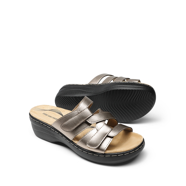Comfort Arch Support Wedge Slide Sandals - PEWTER - 2