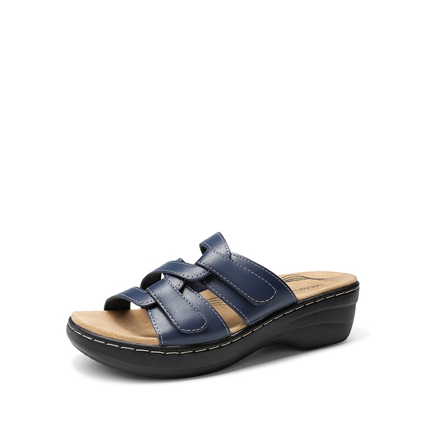 Comfort Arch Support Wedge Slide Sandals - NAVY -  0