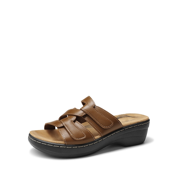Comfort Arch Support Wedge Slide Sandals - BROWN -  0