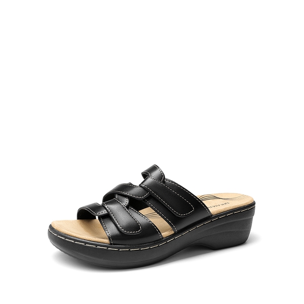 Comfort Arch Support Wedge Slide Sandals - BLACK -  0