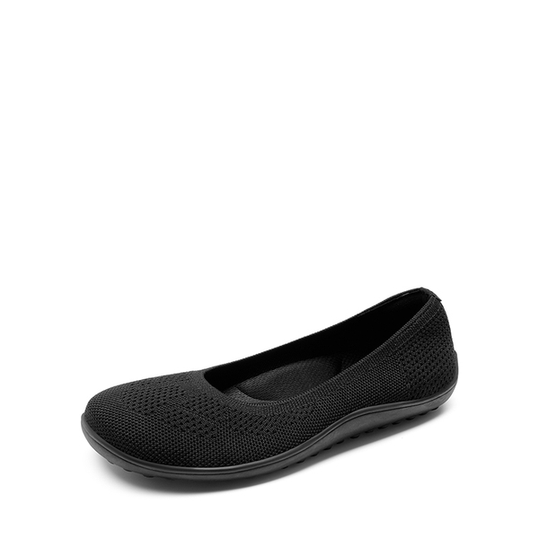 Round Toe Slip-On Knit Flats - BLACK -  0