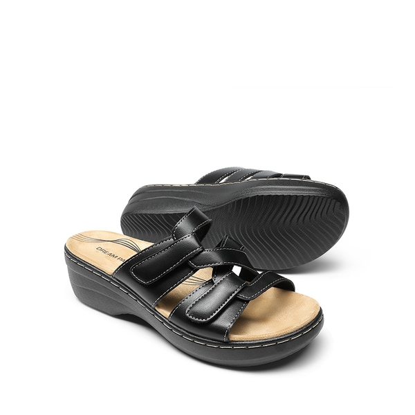 Comfort Arch Support Wedge Slide Sandals - BLACK - 2