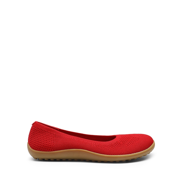 Ascenelle Women's Breathable Round Toe Flats Knit Edition - RED - 1