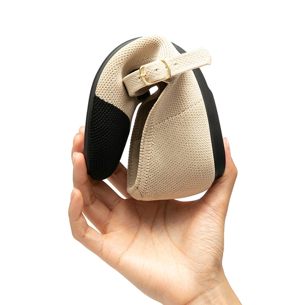 Ascenelle Breathable Arch Support Strap Flats Knit Edition - NUDE/BLACK - 3