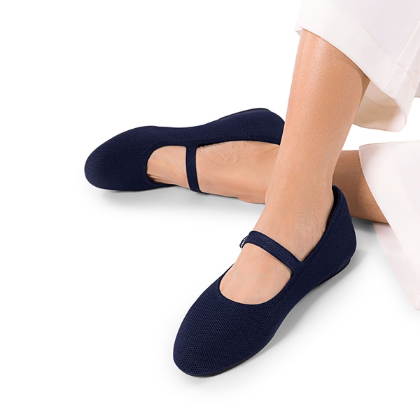 Breathable Arch Support Strap Flats - NAVY - 7