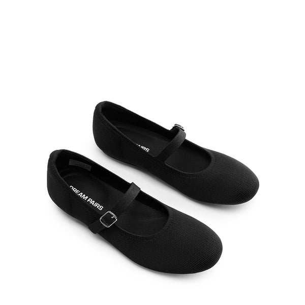 Dressy Arch-Support Foldable Knit Flats - BLACK - 5