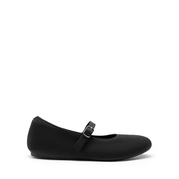 Dressy Arch-Support Foldable Knit Flats - BLACK - 1