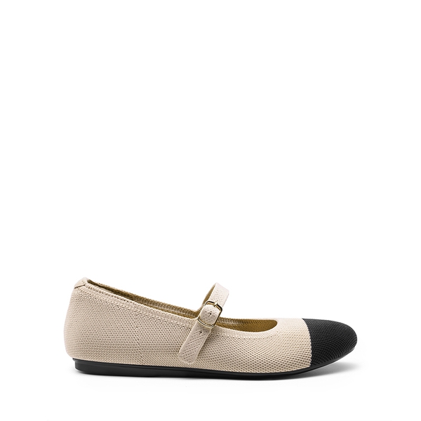 Ascenelle Breathable Arch Support Strap Flats Knit Edition - NUDE/BLACK - 1