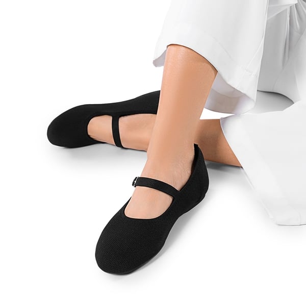 Dressy Arch-Support Foldable Knit Flats - BLACK - 7