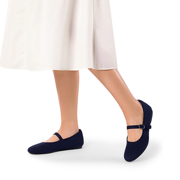 Breathable Arch Support Strap Flats - NAVY - 6
