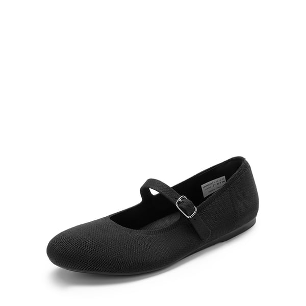 Dressy Arch-Support Foldable Knit Flats - BLACK -  0