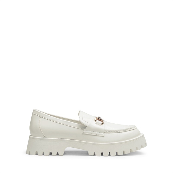 Slip Resistant  Platform Chunky Penny Loafers - WHITE - 1