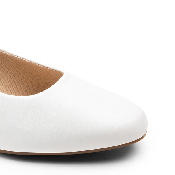 Wide-Toe Low Heel pumps - WHITE - 4