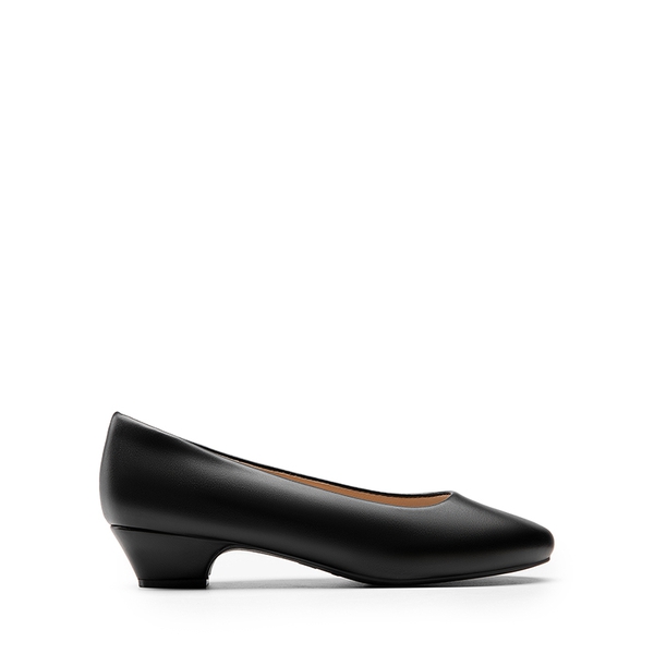 Wide-Toe Slip-On Low Heel Pumps - BLACK - 1