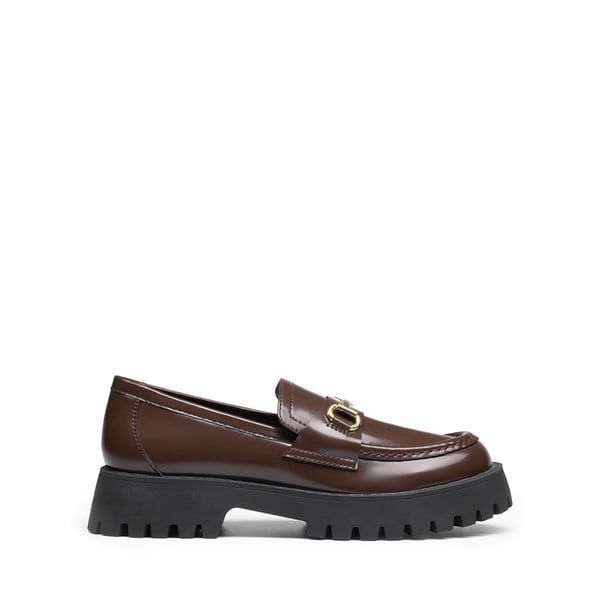 Slip Resistant  Platform Chunky Penny Loafers - BROWN - 1