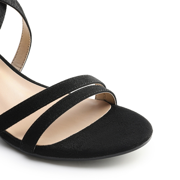 Ankle Strap Low Block Heels - BLACK - 1