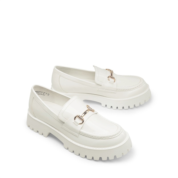 Slip Resistant  Platform Chunky Penny Loafers - WHITE - 4