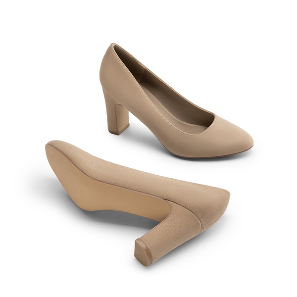 Versatile Classic Round Toe Block Heel Pumps - KHAKI - 3