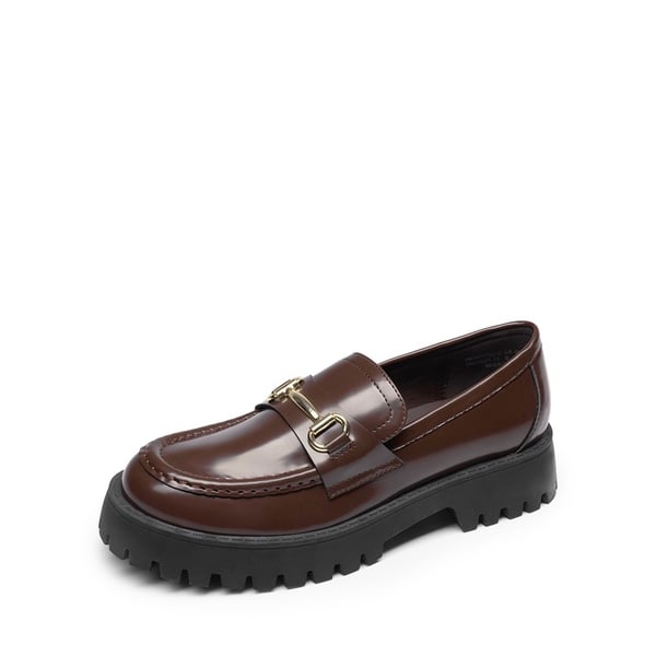 Slip Resistant  Platform Chunky Penny Loafers - BROWN -  0