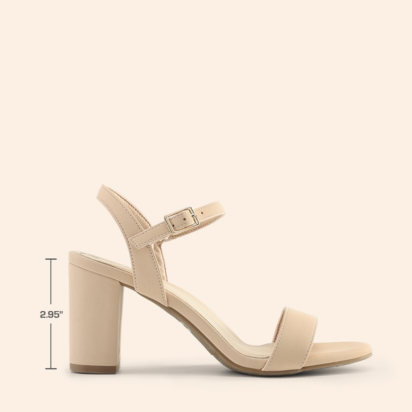Ascenelle Minimalist Vegan Leather Block Heel Sandals - NUDE - 1