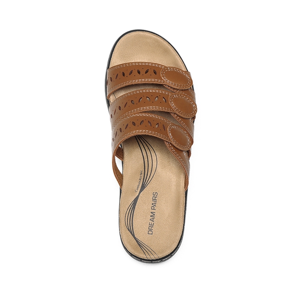 Women's Arch Support Slide Sandals - BROWN - 4