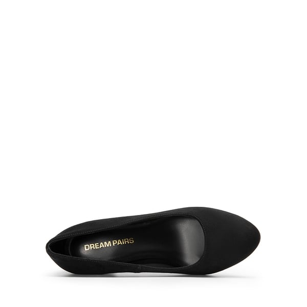 Versatile Classic Round Toe Block Heel Pumps - BLACK-SUEDE - 2