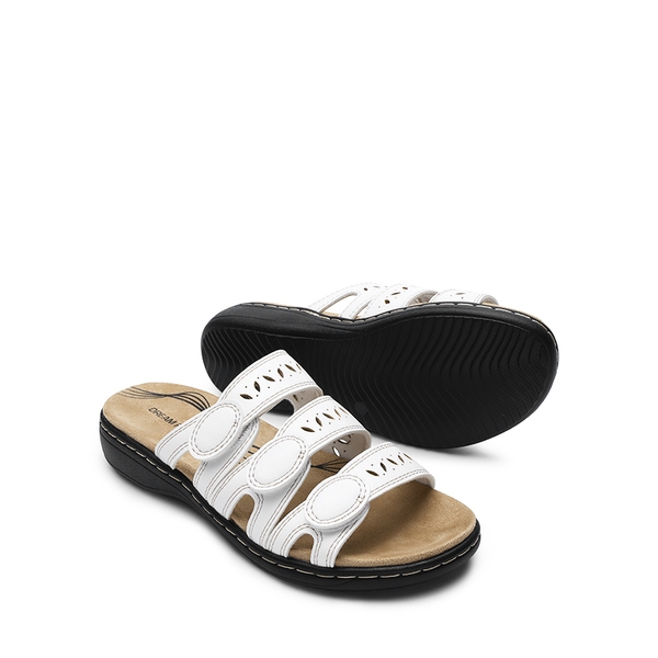 Adjustable Straps Slip On Slide Sandals - WHITE - 5