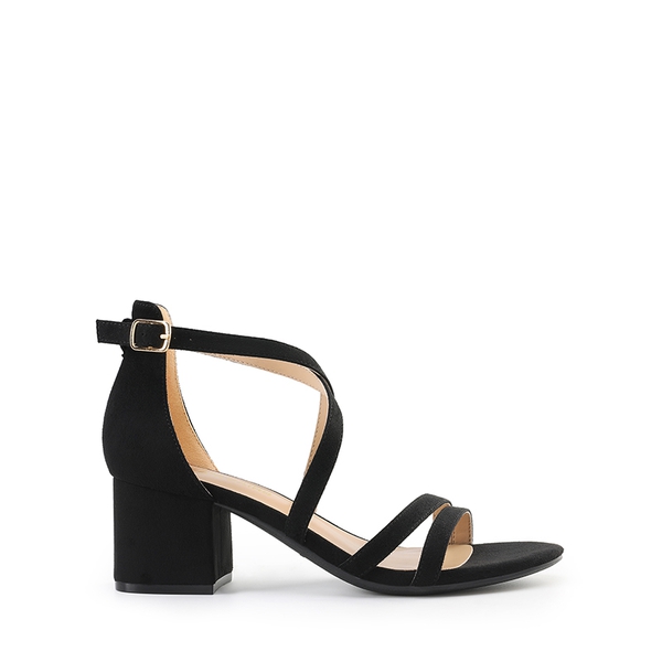 Ankle Strap Low Block Heels - BLACK - 2