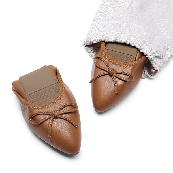 Women's Lightweight Slip-On Ballet Flats - BROWN - 2