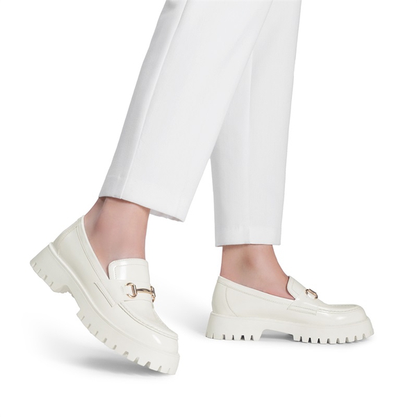 Slip Resistant  Platform Chunky Penny Loafers - WHITE - 7