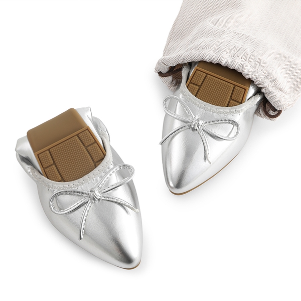Ascenelle Women's Lightweight Slip-On Ballet Flats - SILVER - 2