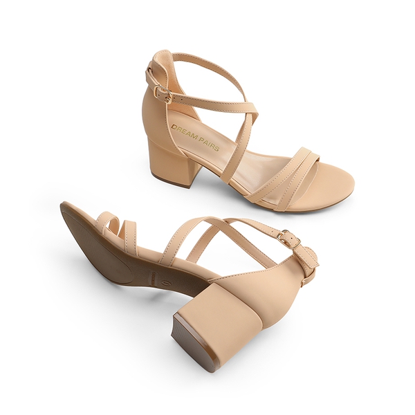 Ankle Strap Low Block Heels - NUDE-NUBUCK - 4