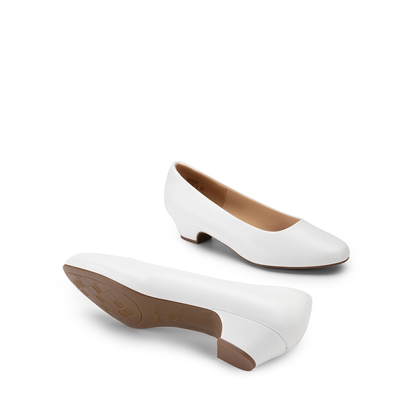 Wide-Toe Low Heel pumps - WHITE - 3