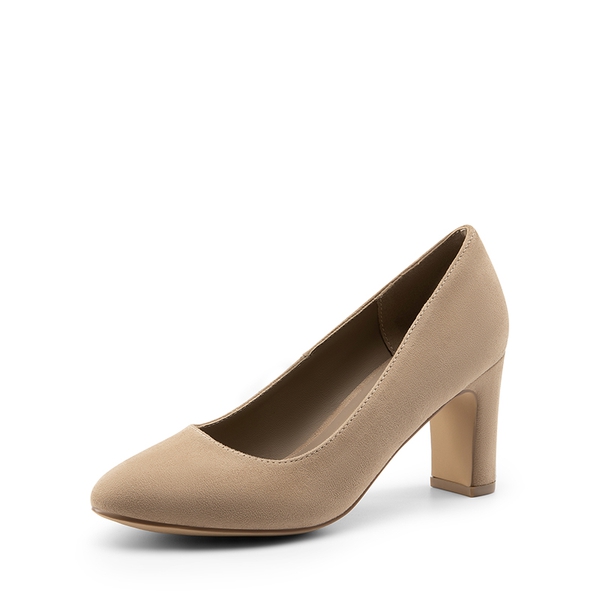 Versatile Classic Round Toe Block Heel Pumps - KHAKI -  0