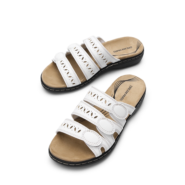 Adjustable Straps Slip On Slide Sandals - WHITE - 6