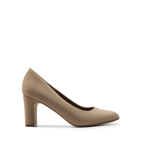 Versatile Classic Round Toe Block Heel Pumps - KHAKI - 1